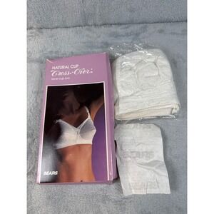 Vintage Sears Natural Cup Cross-Over Lace Bra White 36B 1993 NOS NIB